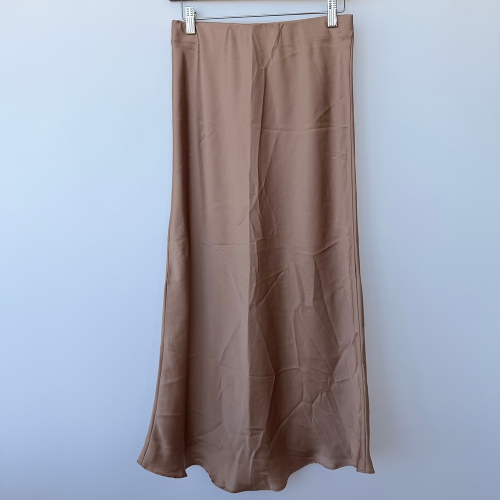 Zara Taupe Satin A-Line Maxi Skirt - Picture 4 of 7